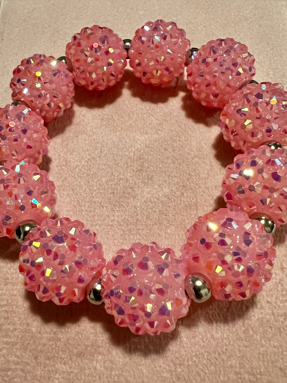 ATG - Alice in Dallas Sparkling Pink AB Beaded Stretch Bracelet